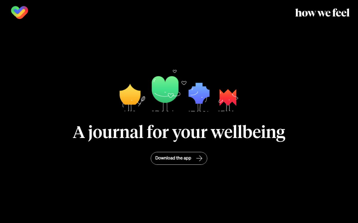 How We Feel app homepage showing the Mood Meter four-quadrant grid with emotion vocabulary