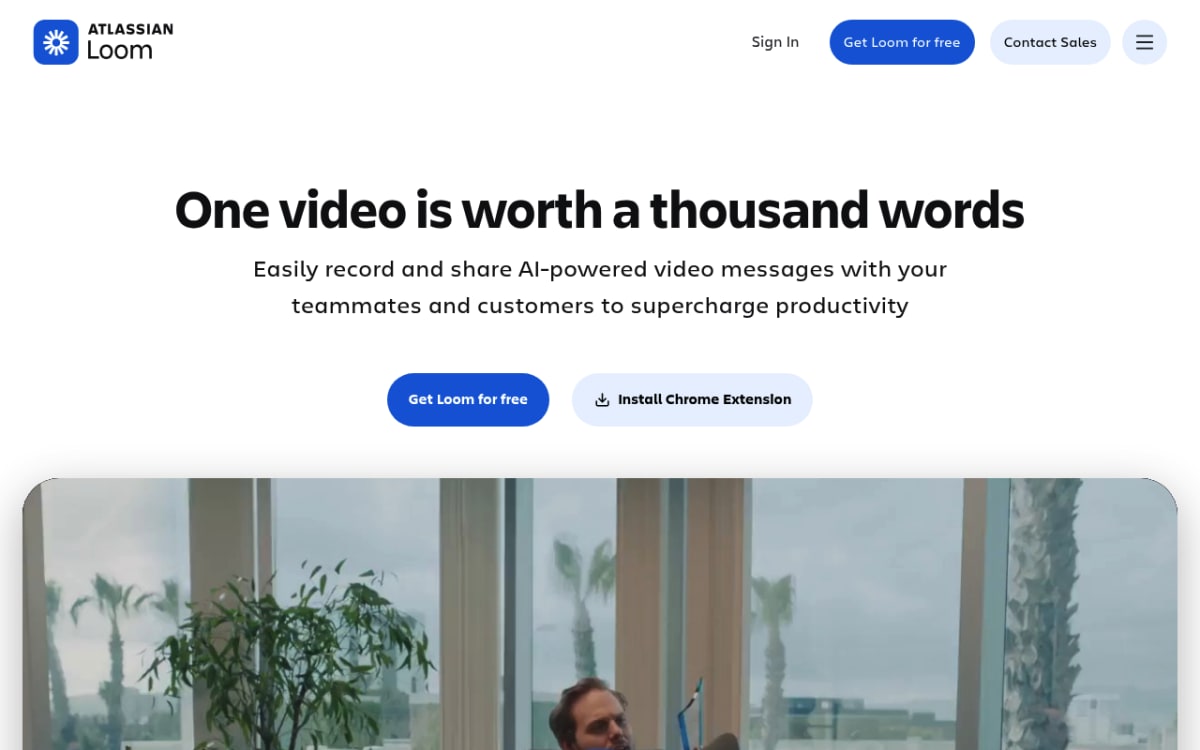 Loom homepage showing async video recording workspace as a Vidyard alternative