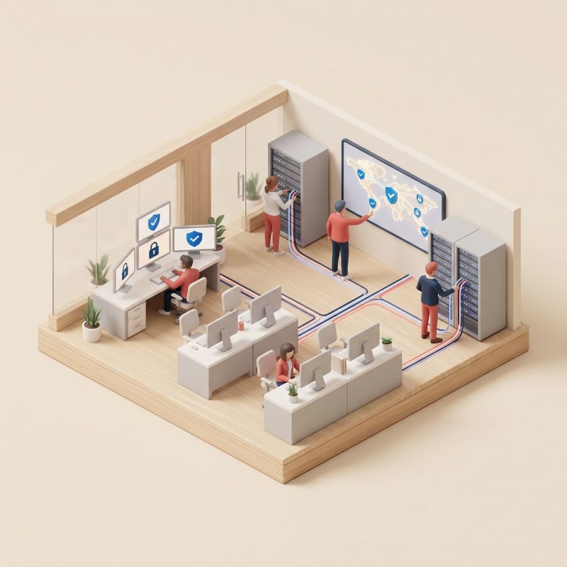 Remote vs hybrid work comparison showing different office arrangements