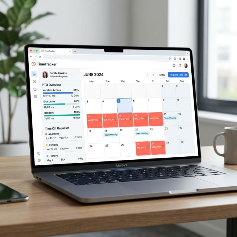 Digital PTO tracking calendar