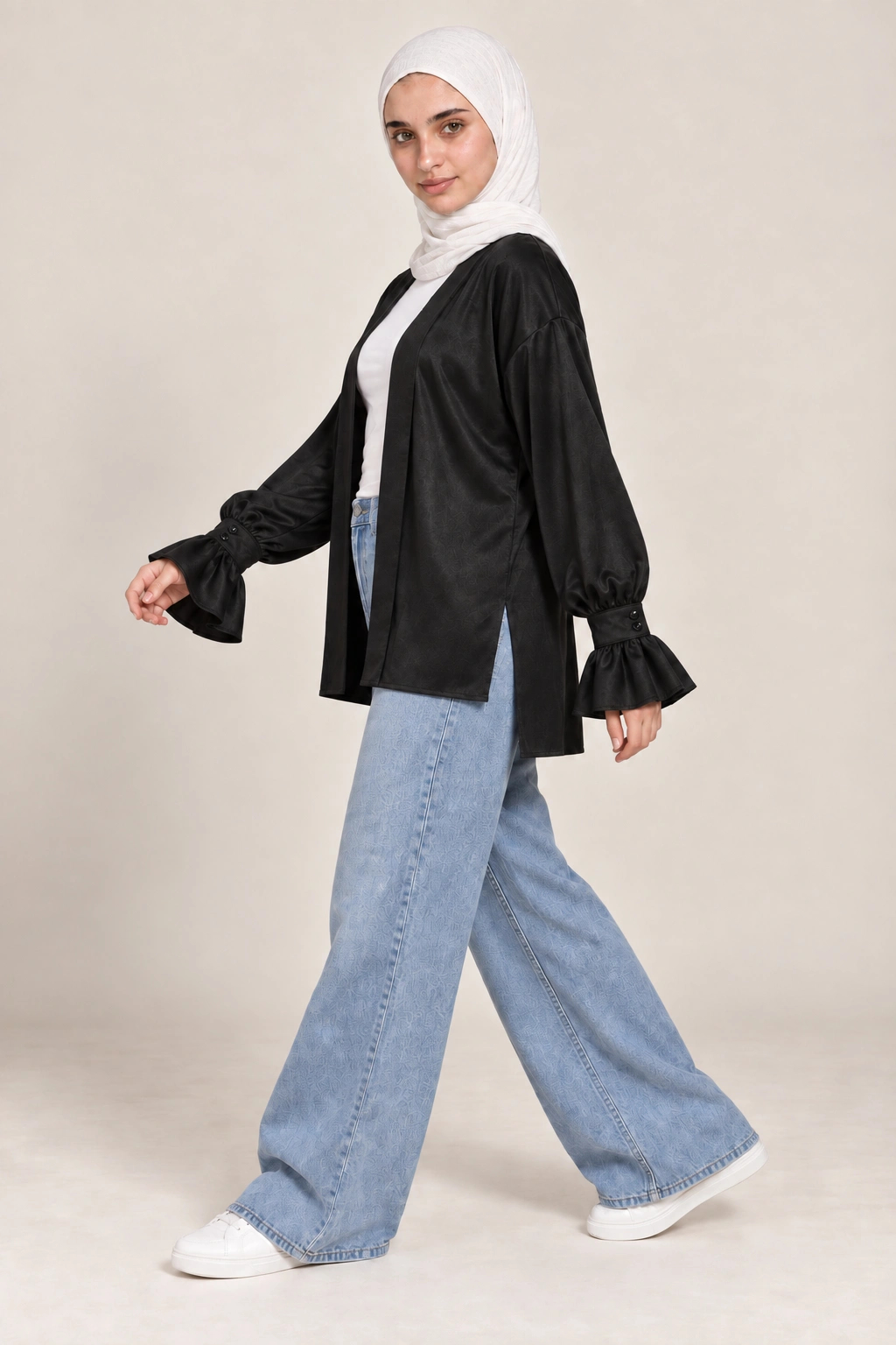 Black Velvet Silk Cardigan - Image 2