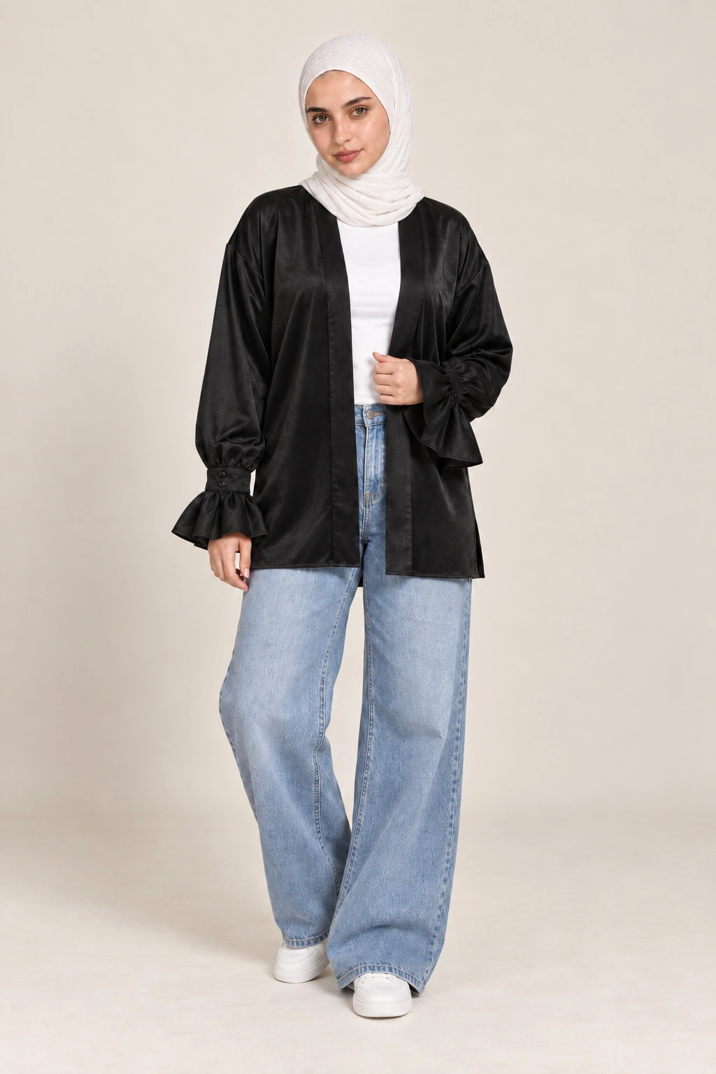 Black Velvet Silk Cardigan - Image 4