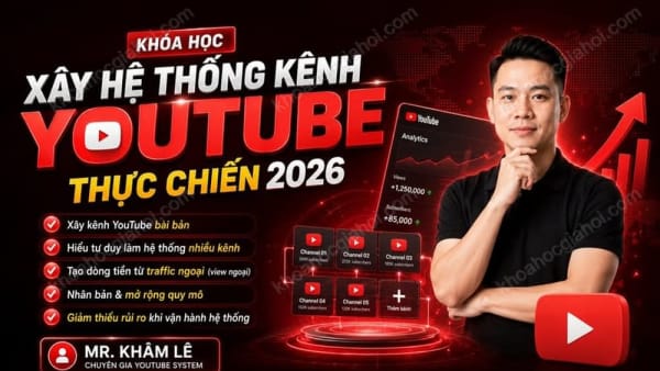 Khóa Học Xây Hệ Thống Kênh Youtube Thực Chiến Mới Nhất- Mr. Khâm Lê – Full Quy Trình Từ A Tới Z Xây Kênh Youtube, Tạo Dòng Tiền Và Nhân Bản Hệ Thống Mới Nhất