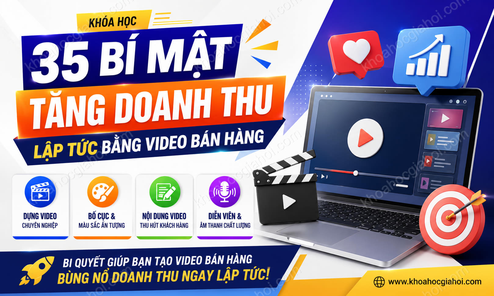 Khóa Học 35 Bí Mật Tăng Doanh Thu Lập Tức Bằng Video Bán Hàng 2023