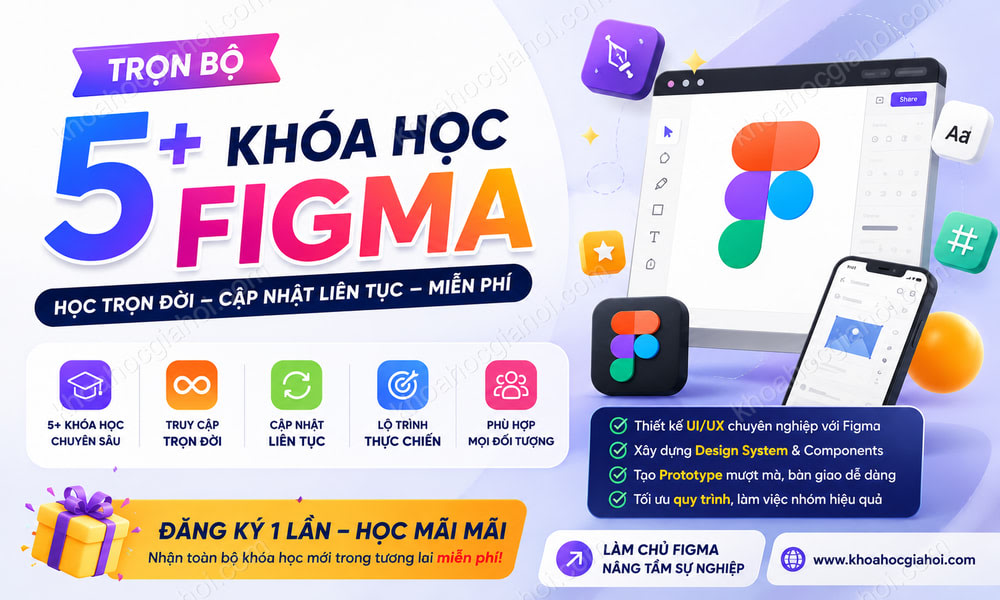 Trọn Bộ 5+ Khóa Học Figma – Học Trọn Đời, Cập Nhật Liên Tục Miễn Phí