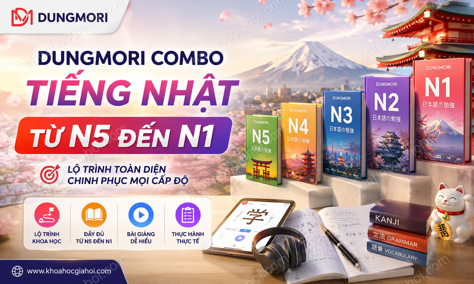 Khóa Học Dungmori Combo Tiếng Nhật Từ N5 Đến N1