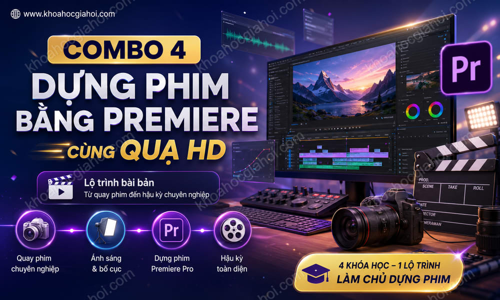 Combo 4 Khoá Học Dựng Phim Bằng Premiere Cùng Quạ HD