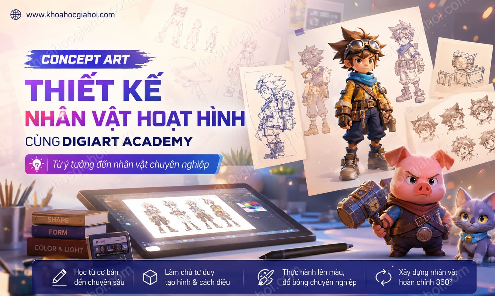 Khoá Học Concept Art: Thiết Kế Nhân Vật Hoạt Hình Cùng Digiart Academy Khoá Học Concept Art: Thiết Kế Nhân Vật Hoạt Hình Cùng Digiart Academy