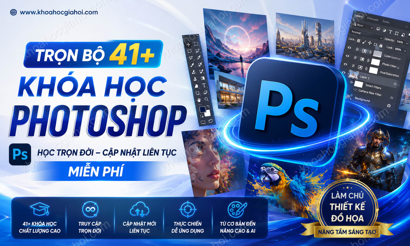 Trọn Bộ 41+ Khóa Học Photoshop – Học Trọn Đời, Cập Nhật Liên Tục Miễn Phí