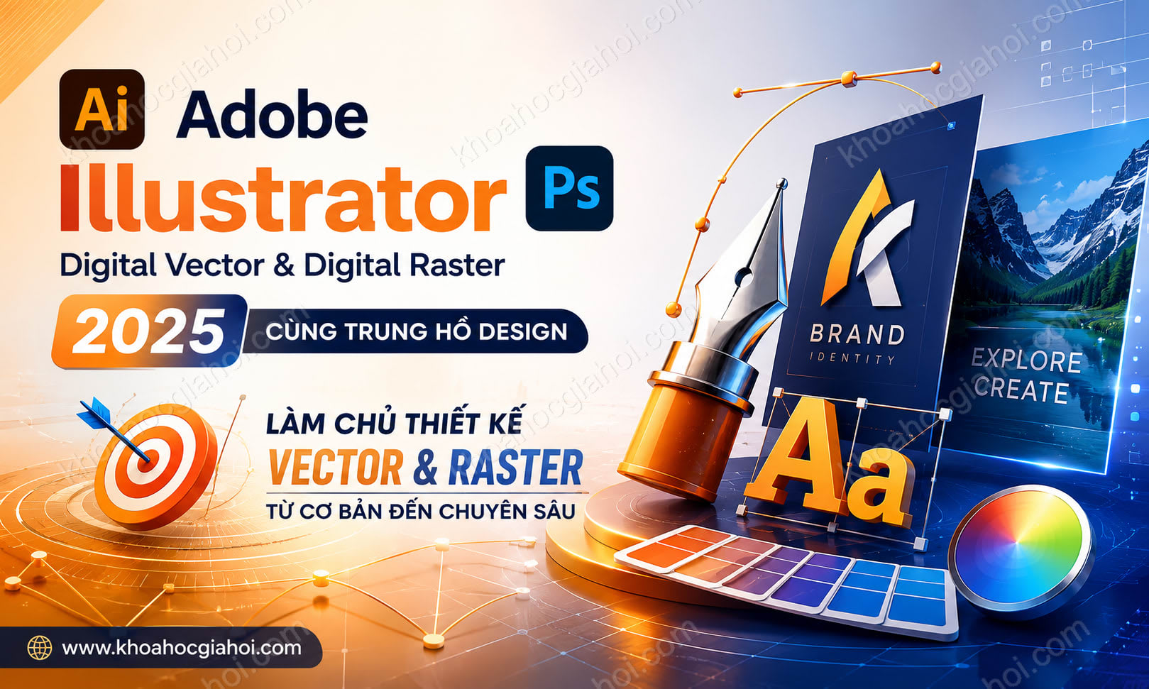 Khoá Học Adobe Illustrator Và Photoshop – Digital Vector & Digital Raster 2025 Cùng Trung Hồ Design