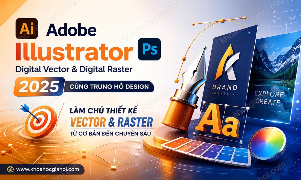 Khoá Học Adobe Illustrator Và Photoshop – Digital Vector & Digital Raster 2025 Cùng Trung Hồ Design