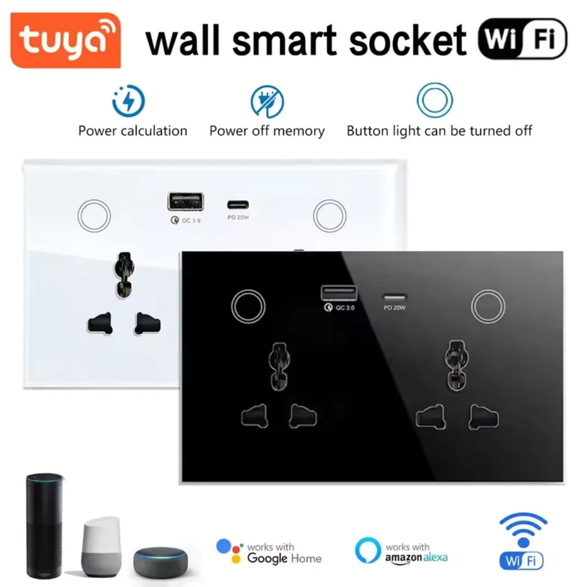 Wall Double Universal Socket USB Type-C