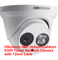 Hikvision DS-2CD2332-I (12MM) Outdoor Network Mini IP Dome Camera, 3MP EXIR Turret, H.264 and MJPEG, Full HD Real Time Video, 12 mm Lens, IR to 30M