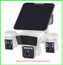 4G Solar 12mp 3 lens PTZ Ai Human Tracking CCTV Camera