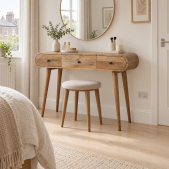 Nordic Curved Mango Wood Dressing Table