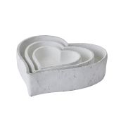 Trio of Matt White Heart Nesting Dishes