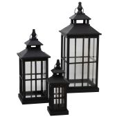 Matte Black Architectural Lantern Trio