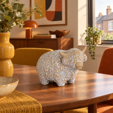 Alora Glazed Ceramic Highland Cow Ornament