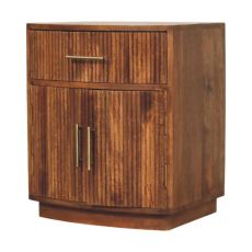 Solid Wood Curved Ribbed Bedside with Drawer