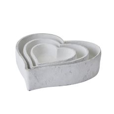 Trio of Matt White Heart Nesting Dishes
