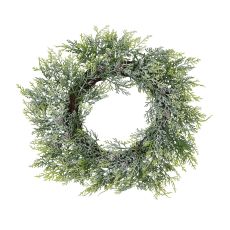 Frosted Cedar and Pinecone Wreath