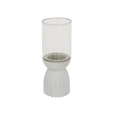 Florence Ribbed White Hurricane Lantern