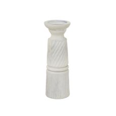 Elias Fluted White Washed Pillar Candle Holder