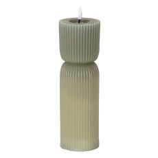 Luxe Collection Natural Glow 2.75x10 Grey Carved LED Candle