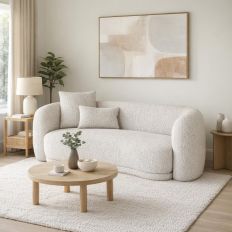 Sorelle Curved Bouclé Two Seater Sofa