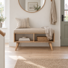 Nordic Studded Linen Hallway Bench