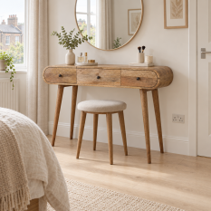 Nordic Curved Mango Wood Dressing Table