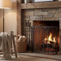 Arched Gothic Pewter Mesh Firescreen