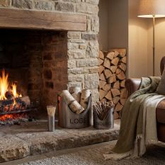 Hearthside Aged Pewter Log and Kindling Trio