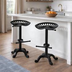 Matte Black Industrial Tractor Bar Stool