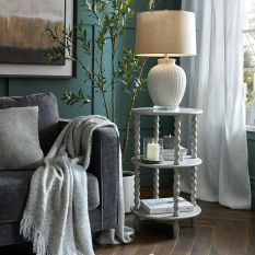 Camden Spindle Tiered Side Table in Dove Grey