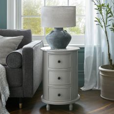 Camden Grey Three-Drawer Round Side Table