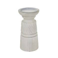 Whitewashed Chevron Fluted Pillar Candle Holder