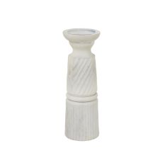 Elias Fluted White Washed Pillar Candle Holder