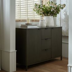 Reed Fluted Metal Drinks Cabinet in Charcoal