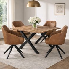 Uppsala Ribbed Tan Faux Leather Dining Chair