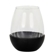 Neris Matte Black and Glass Hurricane