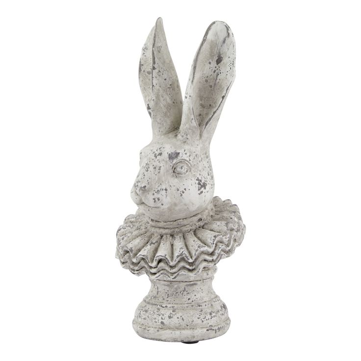 A detailed stone-effect grey hare ornament featuring a unique ruffled texture displayed on a neutral surface.
