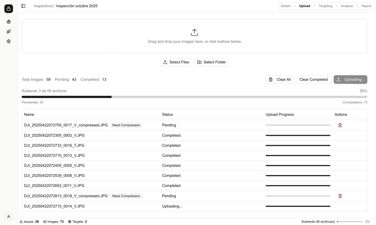 Carga masiva de fotos - Funcionalidad de PowTrack