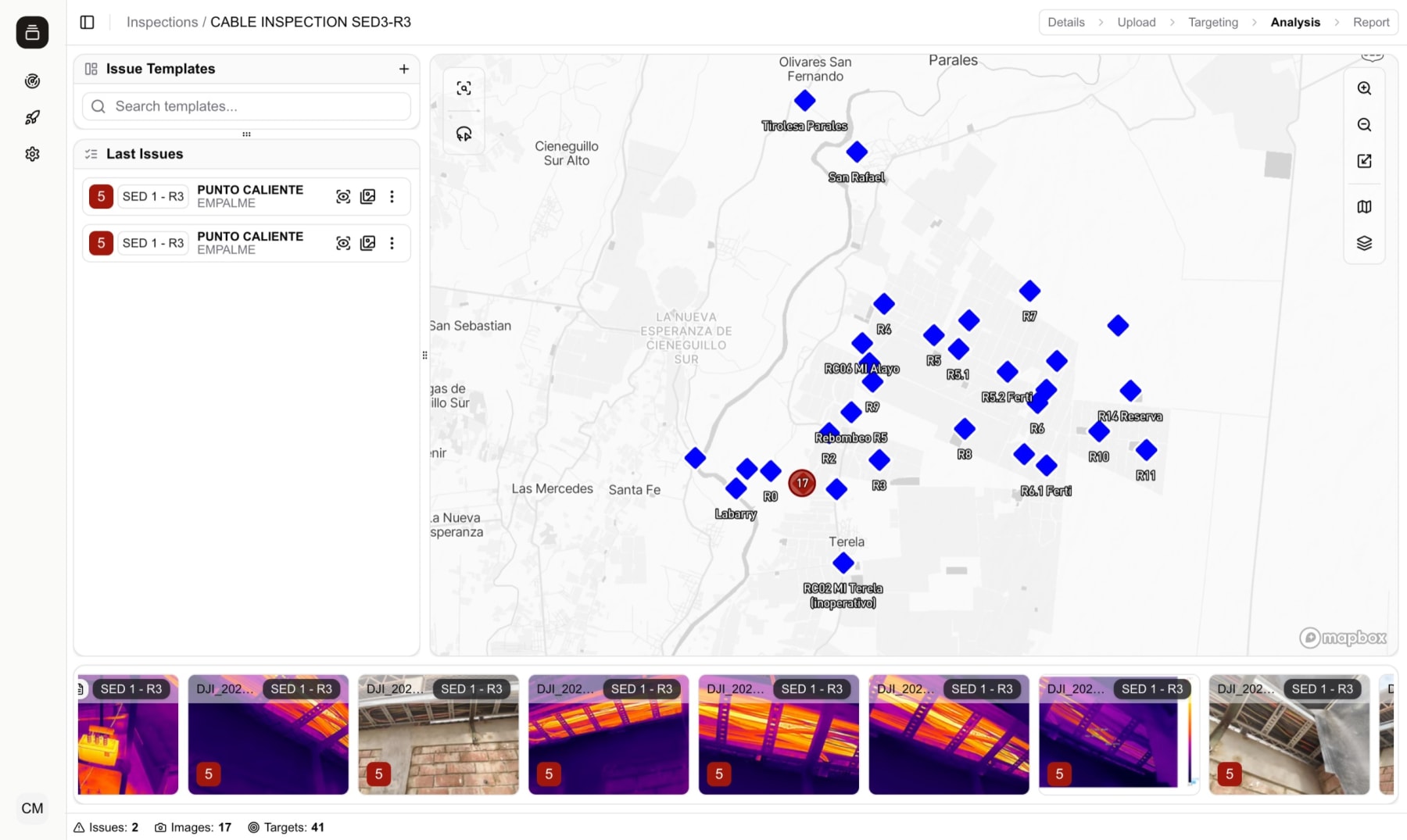 Geolocalización - Funcionalidad de PowTrack para inspecciones eléctricas con drones y análisis automatizado