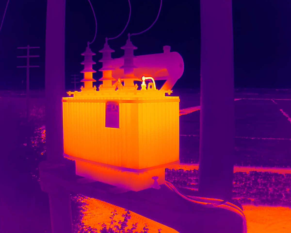 Técnicos inspeccionando subestación eléctrica