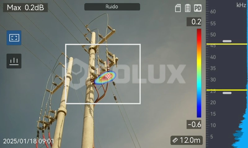 Inspección acústica de seccionadores de sistema de distribución de 22.9kV