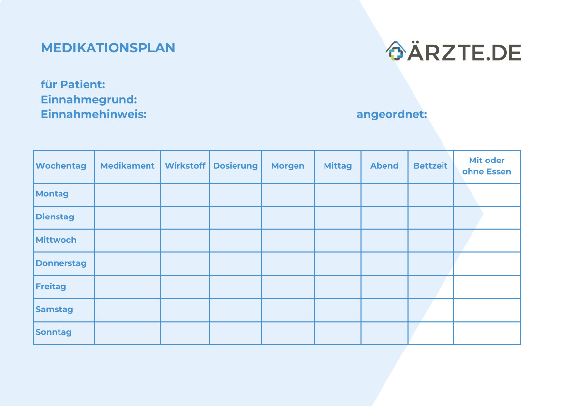 Medikationsplan Vorlage