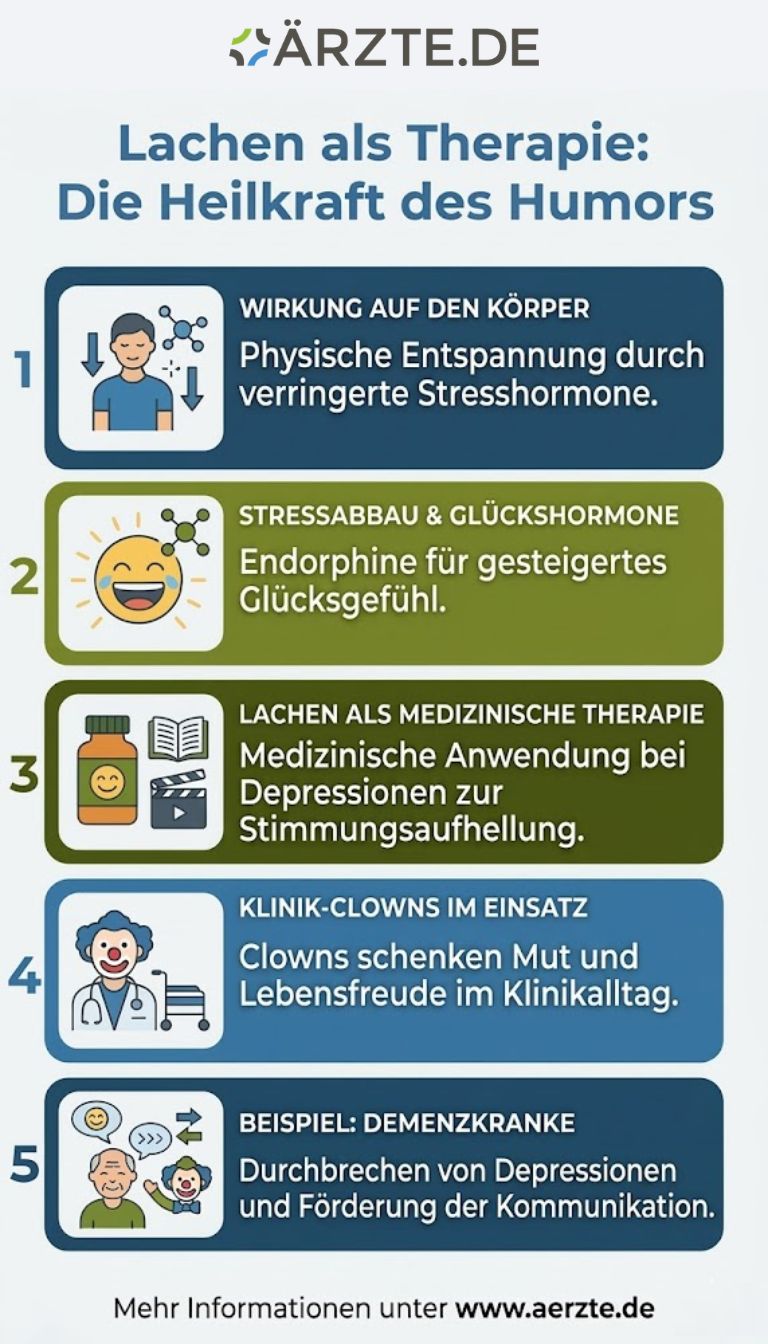 Grafik, welche verschiedene Aspekte zur Heilkraft des Humors zeigt