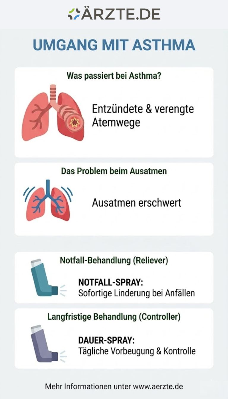 Grafik zeigt, wie man mit Asthma umgehen sollte. 