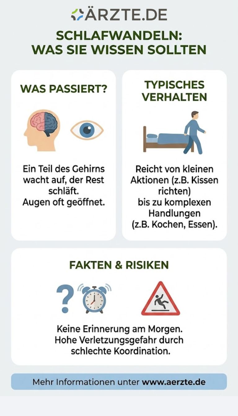 Infografik zu Fakten und Wissen über das Schlafwandeln